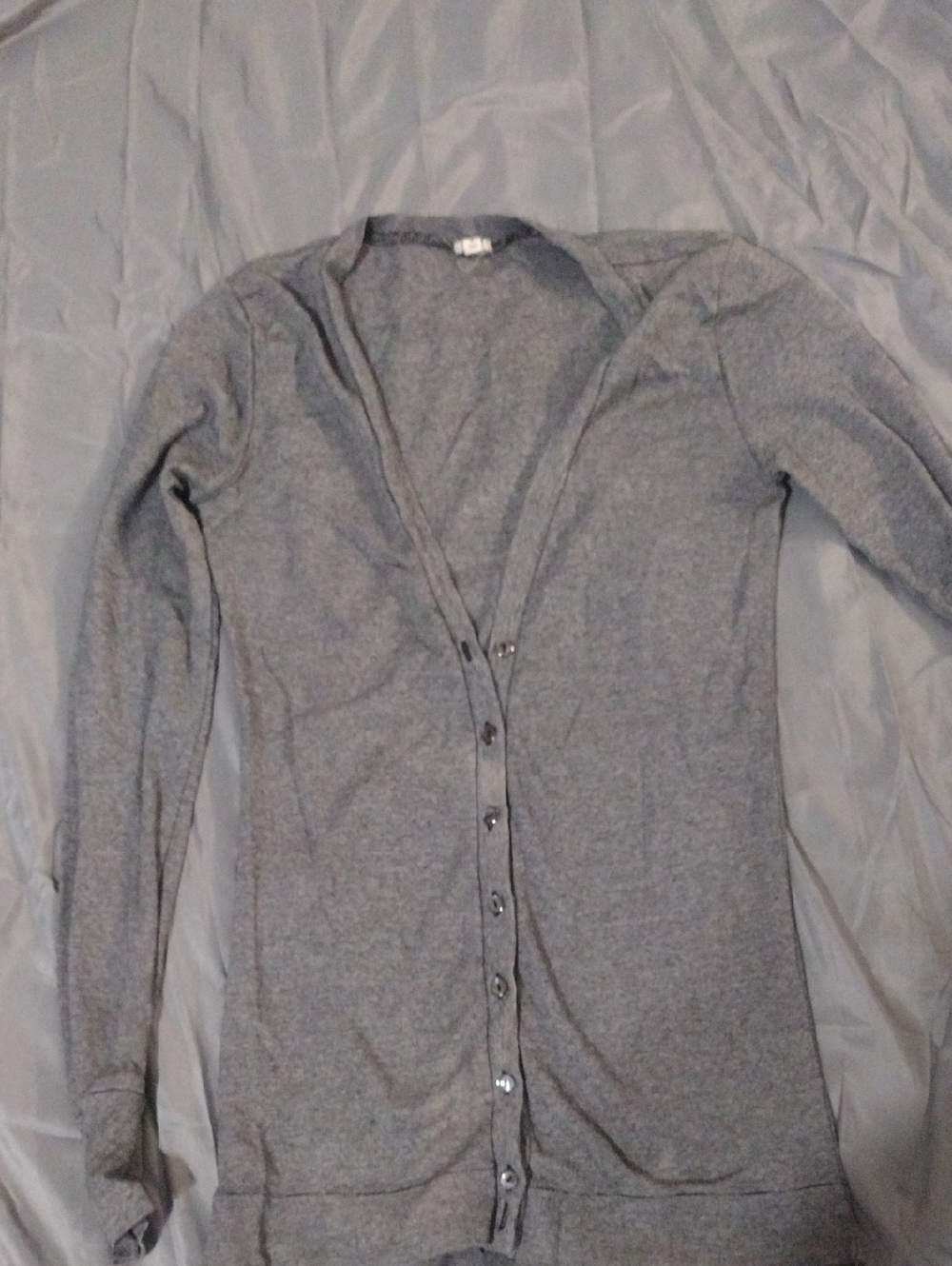 J. Crew Gray Slim V-Neck Button Cardigan